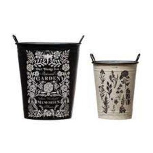 Metal Buckets with Handles, Garden Print, Large